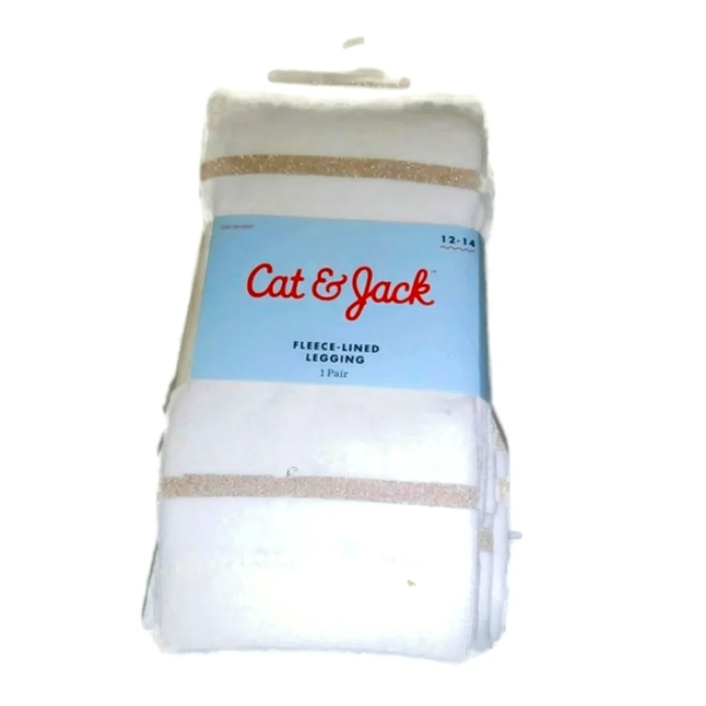 Cat & Jack Girl's Fleece-Lined Leggings Cream, Size 12-14